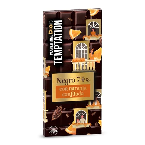 Chocolate negro 74% cacao con naranja confitada Temptation de Dia 100 g - 0.1 kg - Imagen del producto en Findit