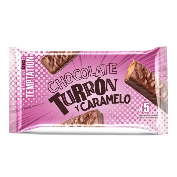 Barritas de chocolate, turrón y caramelo Temptation de Dia bolsa 200 g - 0.2 kg - Imagen del producto en Findit