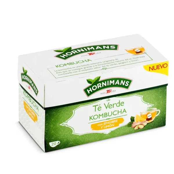 Té verde kombucha con jengibre y limón Hornimans caja 20 unidades - 1 ud - Imagen del producto en Findit