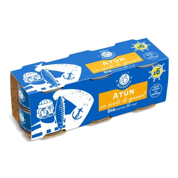 Atún en aceite de girasol Mari Marinera de Dia lata 6 x 52 g - 0.31 kg - Imagen del producto en Findit