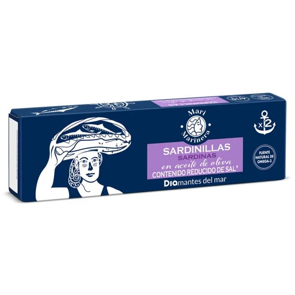 Sardinillas en aceite de oliva bajo en sal Mari Marinera de Dia lata 2 x 65 g - 0.13 kg - Imagen del producto en Findit