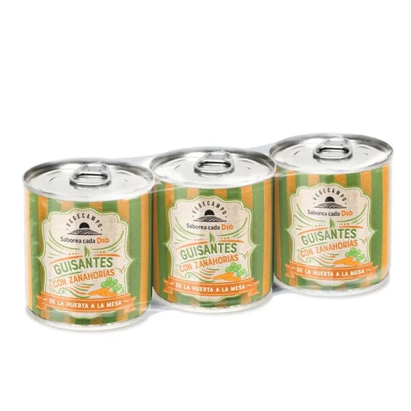 Guisantes con zanahorias Vegecampo de Dia lata 3 x 130 g - 0.39 kg - Imagen del producto en Findit