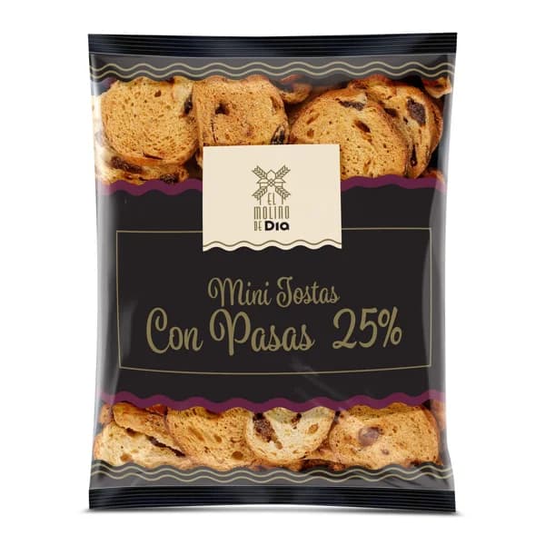 Mini biscotes con pasas El molino de Dia bolsa 110 g - 0.11 kg - Imagen del producto en Findit