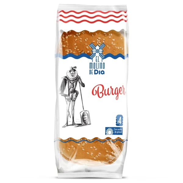 Pan de hamburguesa El molino de Dia bolsa 220 g - 1 ud - Imagen del producto en Findit