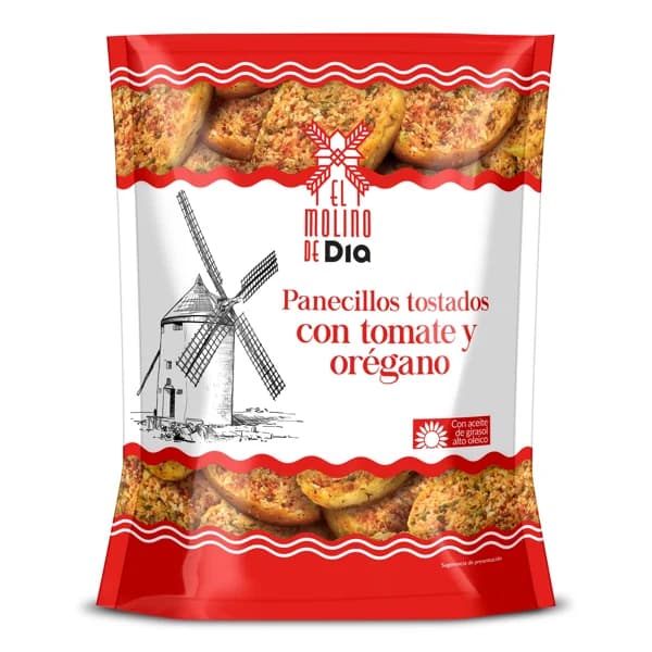 Panecillos tostados con tomate y orégano El molino de Dia bolsa 160 g - 0.16 kg - Imagen del producto en Findit