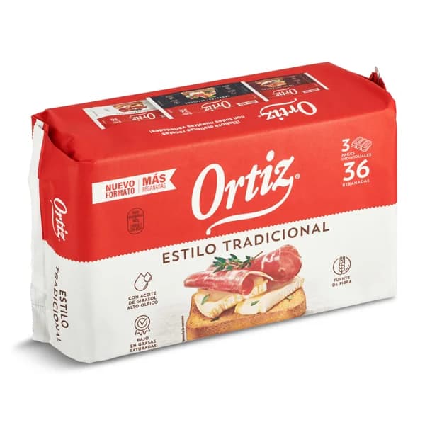 Pan tostado tradicional Ortiz bolsa 36 unidades - 0.32 kg - Imagen del producto en Findit
