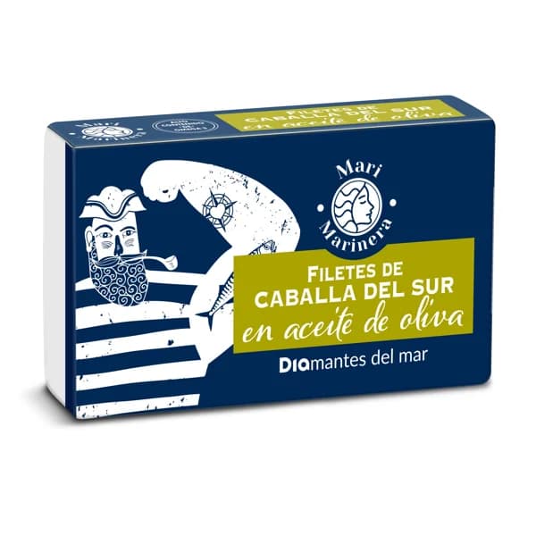 Filetes de caballa del sur en aceite de oliva Mari Marinera de Dia lata 85 g - 0.09 kg - Imagen del producto en Findit