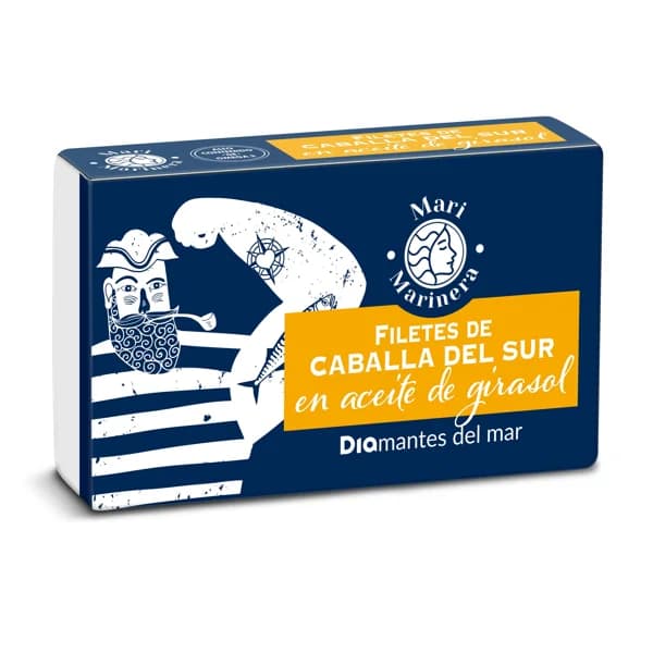 Filetes de caballa del sur en aceite de girasol Mari Marinera de Dia lata 85 g - 0.09 kg - Imagen del producto en Findit
