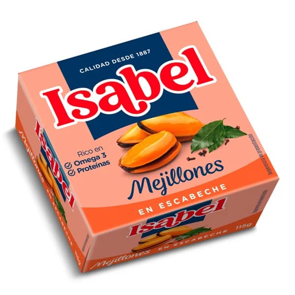 Mejillones en escabeche pequeños Isabel lata 69 g - 0.07 kg - Imagen del producto en Findit