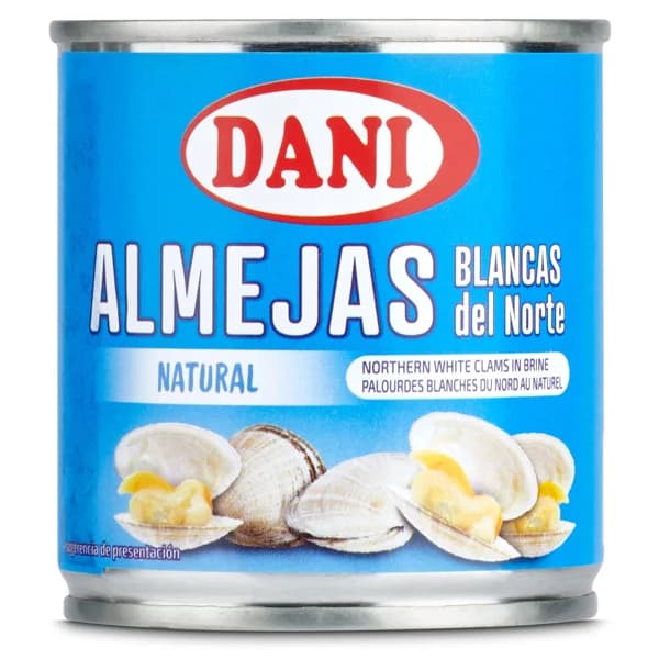 Almejas blancas del norte al natural Dani lata 90 g - 0.09 kg - Imagen del producto en Findit
