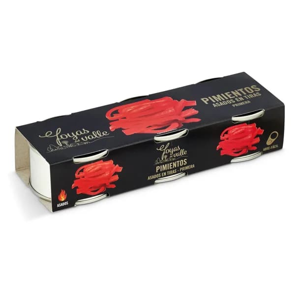 Pimientos asados en tiras Joyas del valle lata 3 x 60 g - 0.18 kg - Imagen del producto en Findit