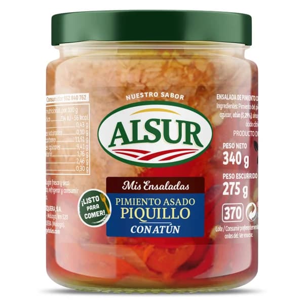 Ensalada de pimientos del piquillo asados con atún Alsur bandeja 275 g - 0.28 kg - Imagen del producto en Findit