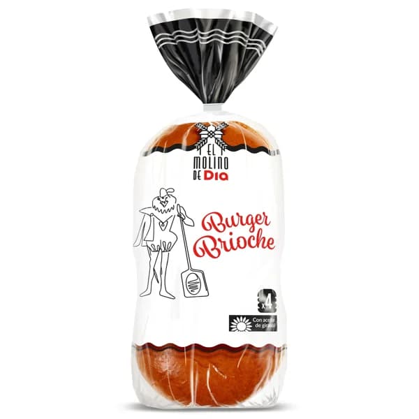 Pan de hamburguesa brioche El molino de Dia bolsa 300 g - 0.3 kg - Imagen del producto en Findit