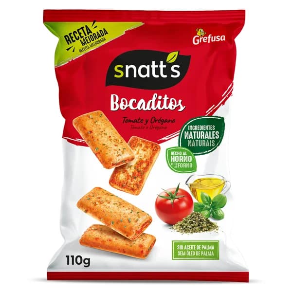 Bocaditos de tomate y orégano Snatt's bolsa 110 g - 0.11 kg - Imagen del producto en Findit