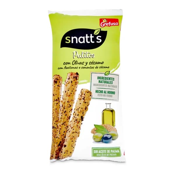 Palitos de trigo con olivas y sésamo Snatt's bolsa 60 g - 0.06 kg - Imagen del producto en Findit
