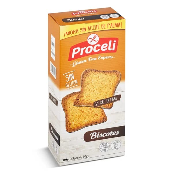 Biscotes sin gluten Proceli caja 150 g - 0.15 kg - Imagen del producto en Findit