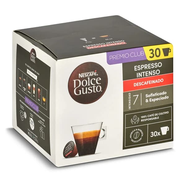 Café en cápsulas espresso intenso descafeinado Nescafé Dolce Gusto caja 30 unidades - 29.48 ud - Imagen del producto en Findit