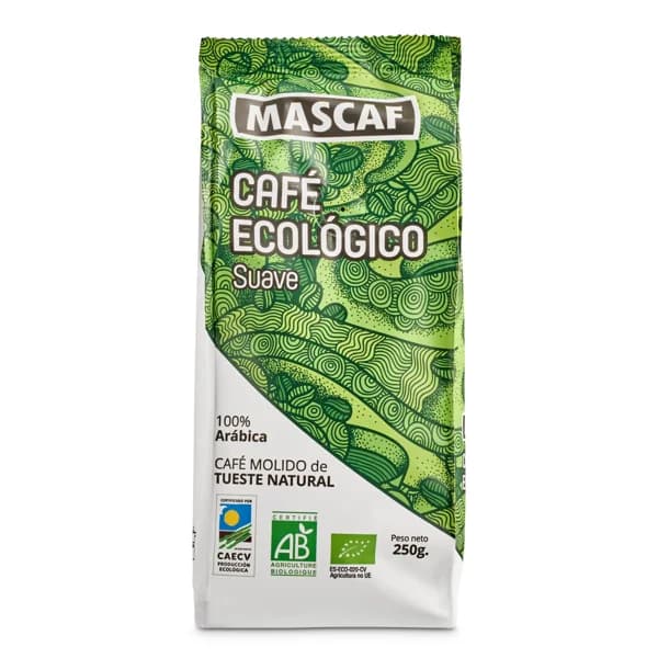 Café molido ecológico suave Mascaf bolsa 250 g - 0.25 kg - Imagen del producto en Findit