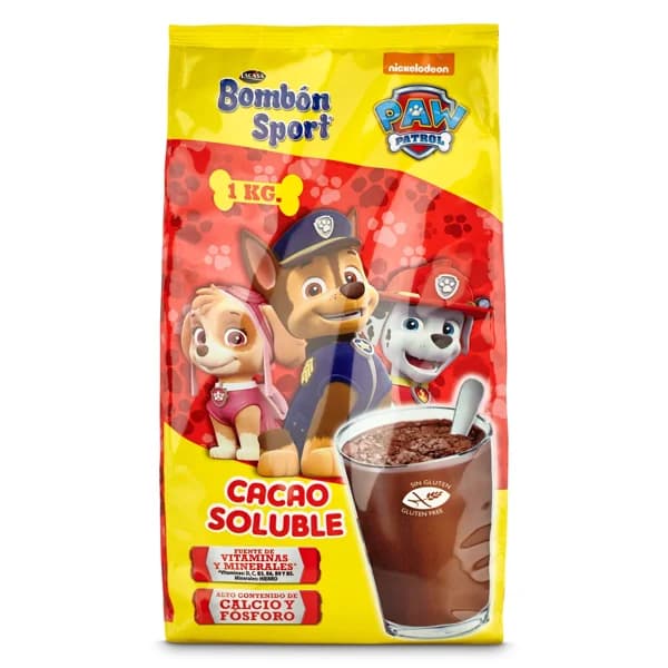 Cacao soluble Patrulla Canina Bombón Sport bolsa 1 Kg - 1 ud - Imagen del producto en Findit