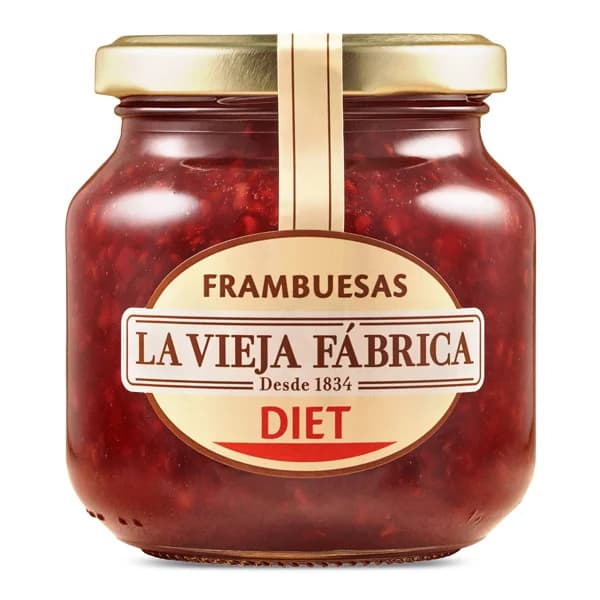 Mermelada de frambuesa diet La vieja fábrica frasco 280 g - 0.28 kg - Imagen del producto en Findit