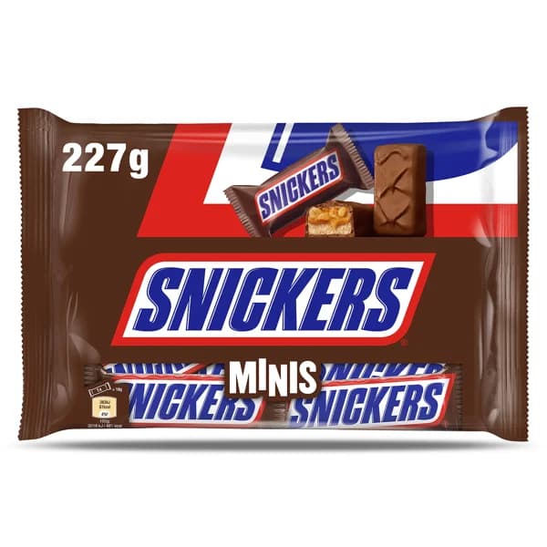 Mini barritas de chocolate con caramelo y cacahuetes Snickers bolsa 227 g - 0.23 kg - Imagen del producto en Findit