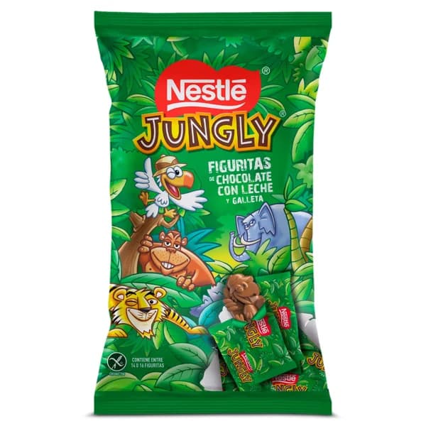 Figuritas de chocolate con leche y galleta Nestlé Jungly bolsa 124 g - 0.12 ud - Imagen del producto en Findit