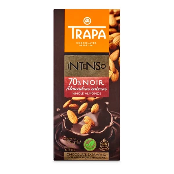 Chocolate negro 70% con almendras Trapa 175 g - 0.17 kg - Imagen del producto en Findit