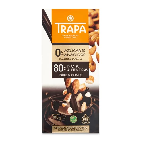 Chocolate negro con almendras Trapa 100 g - 0.1 kg - Imagen del producto en Findit