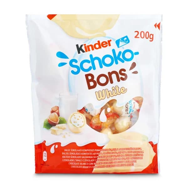 Huevos de chocolate blanco relleno de leche y avellanas Kinder bolsa 200 g - 0.2 ud - Imagen del producto en Findit