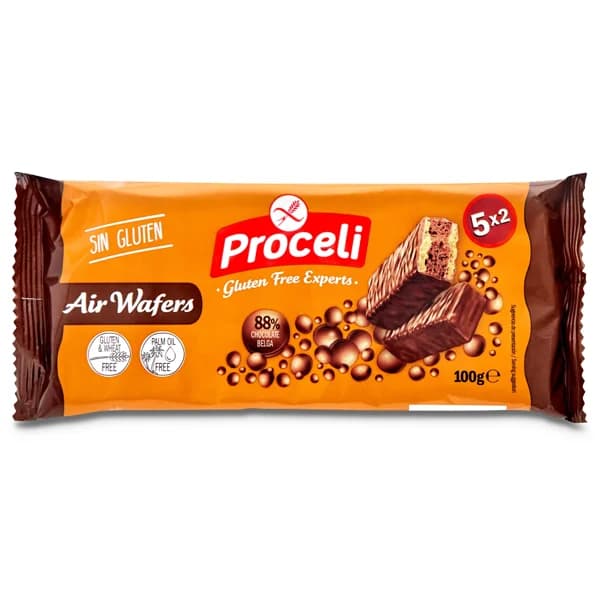 Wafer de chocolate sin gluten Proceli bolsa 100 g - 1 ud - Imagen del producto en Findit