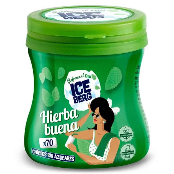 Chicles de hierbabuena sin azúcar Iceberg de Dia bote 70 unidades - 66.33 ud - Imagen del producto en Findit
