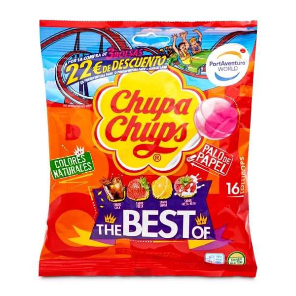 Caramelos con palo varios sabores Chupa Chups bolsa 208 g - 1 ud - Imagen del producto en Findit