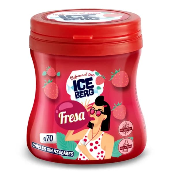 Chicles de fresa sin azúcar Iceberg de Dia bote 70 unidades - 66.33 ud - Imagen del producto en Findit