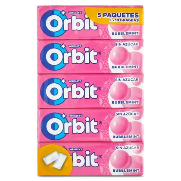 Chicles sabor bubblemint sin azúcar Orbit bolsa 5 unidades - 1 ud - Imagen del producto en Findit