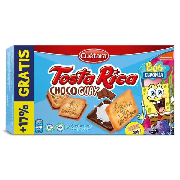 Galletas rellenas de chocolate y crema choco guay Cuétara Tostarica caja 168 g + 17% gratis - 0.17 kg - Imagen del producto en Findit