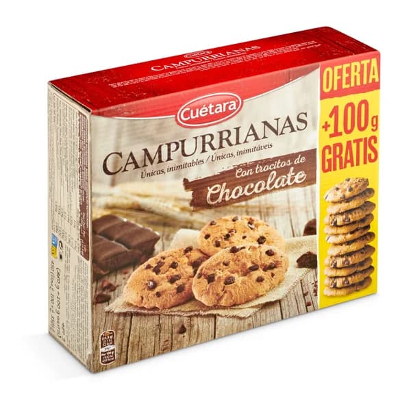 Galletas con chocolate Cuétara Campurrianas caja 417 g - 0.42 kg - Imagen del producto en Findit