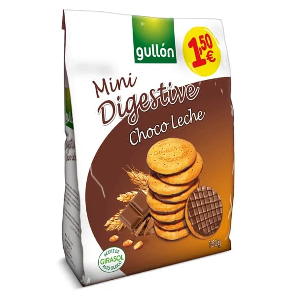 Mini galletas digestive de chocolate con leche Gullón bolsa 160 g - 0.16 kg - Imagen del producto en Findit