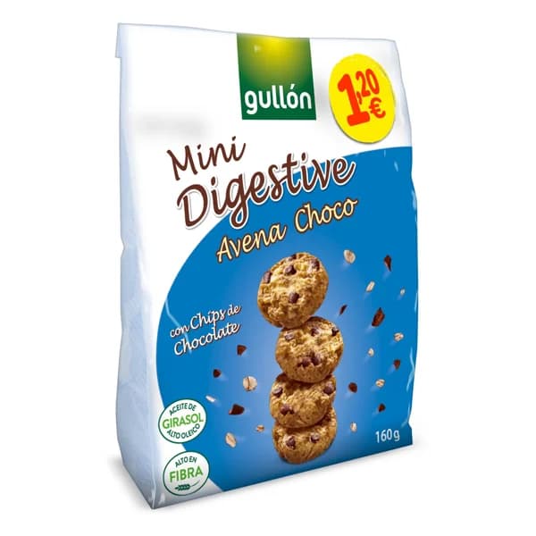 Mini galletas digestive con avena y chocolate Gullón bolsa 160 g - 0.16 kg - Imagen del producto en Findit