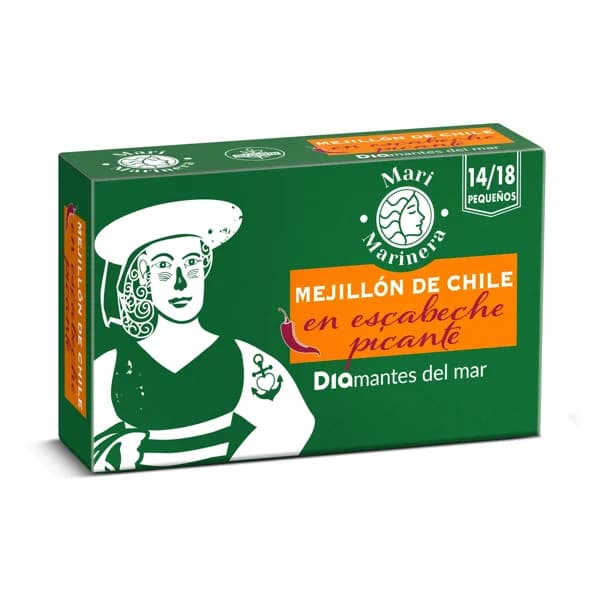 Mejillones de Chile en escabeche picante 14/18 piezas Mari Marinera de Dia lata 69 g - 1 ud - Imagen del producto en Findit