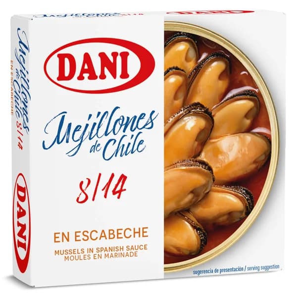 Mejillones de Chile en escabeche 8/14 piezas Dani lata 69 g - 0.07 ud - Imagen del producto en Findit