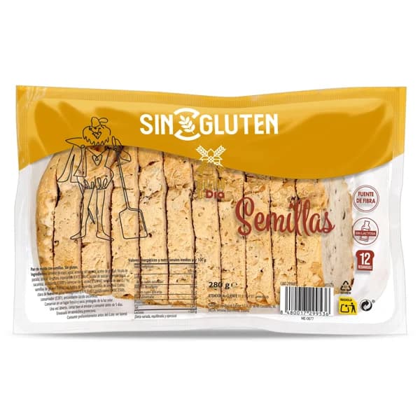 Pan de molde con semillas sin gluten El molino de Dia bolsa 280 g - 0.28 kg - Imagen del producto en Findit