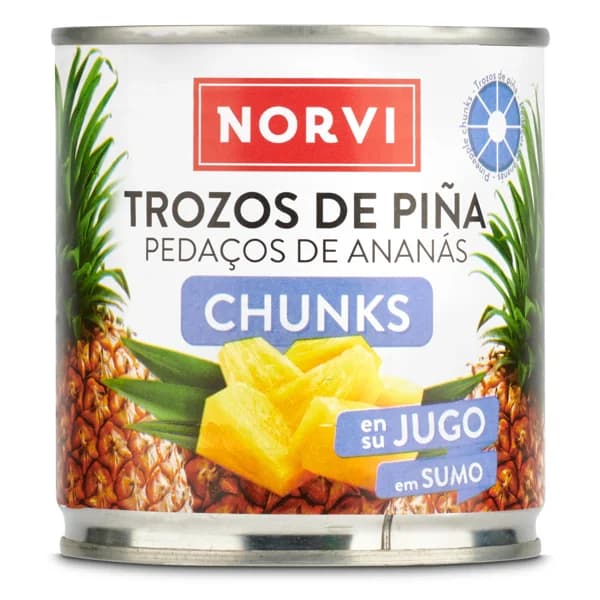 Piña en su jugo en trozos Norvi lata 270 g - 0.27 ud - Imagen del producto en Findit
