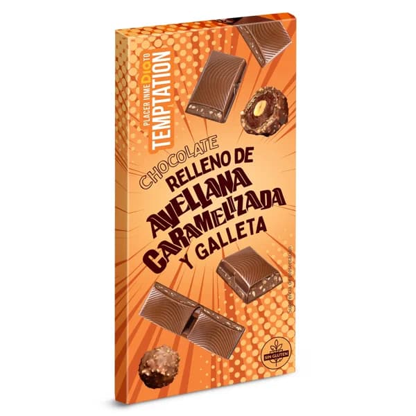 Chocolate relleno de avellana caramelizada y galleta Temptation de Dia 100 g - 0.1 kg - Imagen del producto en Findit