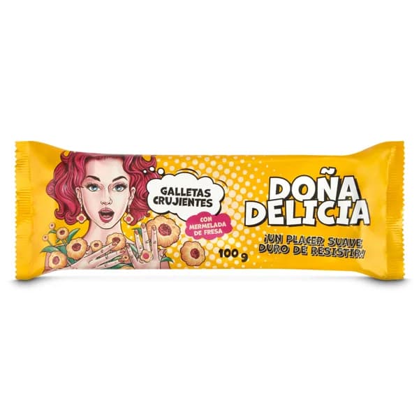 Galletas crujientes con mermelada de fresa Doña delicia bolsa 100 g - 0.1 ud - Imagen del producto en Findit
