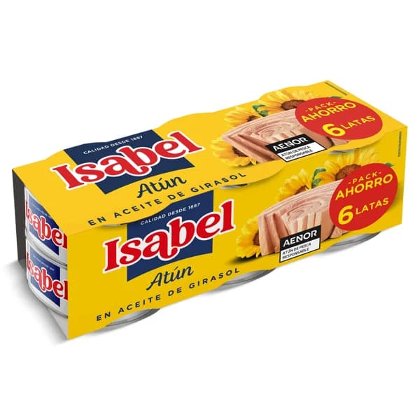 Atún en aceite de girasol Isabel lata 6 x 52 g - 0.31 kg - Imagen del producto en Findit