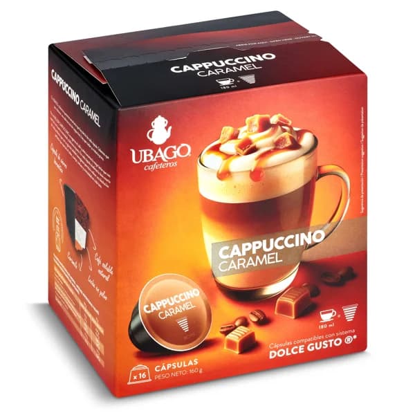 Café en cápsulas capuccino con aroma a caramelo Ubago caja 16 unidades - 15.79 ud - Imagen del producto en Findit