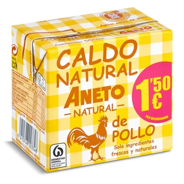 Caldo natural de pollo Aneto brik 500 ml - 0.5 l - Imagen del producto en Findit
