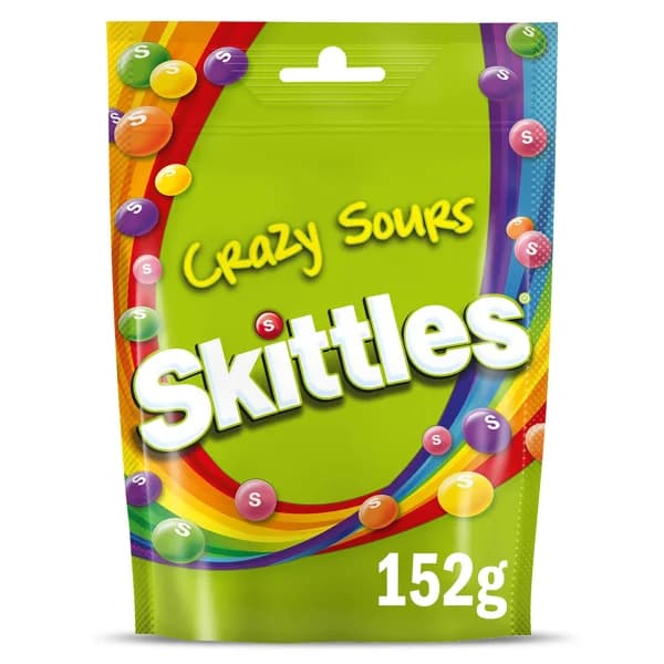 Caramelos masticables sabor fruta crazy sour Skittles bolsa 152 g - 0.15 kg - Imagen del producto en Findit