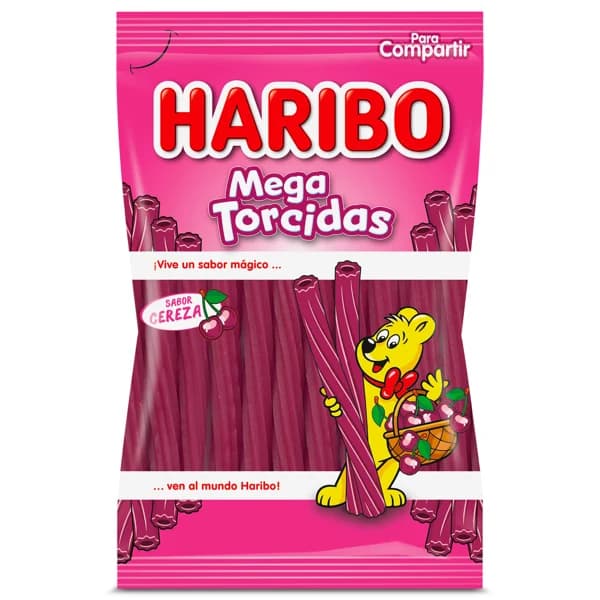 Golosinas mega torcidas sabor cereza Haribo bolsa 160 g - 0.16 ud - Imagen del producto en Findit