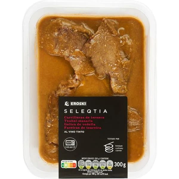 Carrilleras de ternera Eroski SELEQTIA, bandeja 300 g - 1 ud - Imagen del producto en Findit
